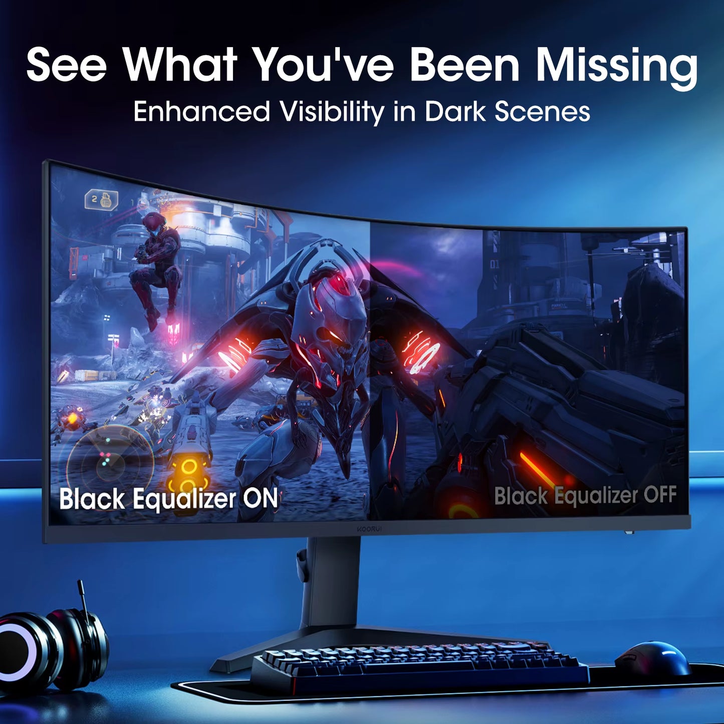 KOORUI 34-Inch Curved Ultrawide WQHD Gaming Monitor 180Hz 1000R 1Ms MPRT HDR400 DCI-P3 95% Freesync Premium 1 DP 1.4 2 for HDMI