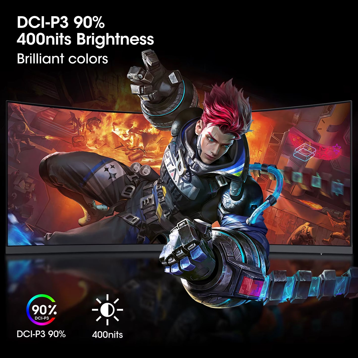 KOORUI 34-Inch Curved Ultrawide WQHD Gaming Monitor 180Hz 1000R 1Ms MPRT HDR400 DCI-P3 95% Freesync Premium 1 DP 1.4 2 for HDMI