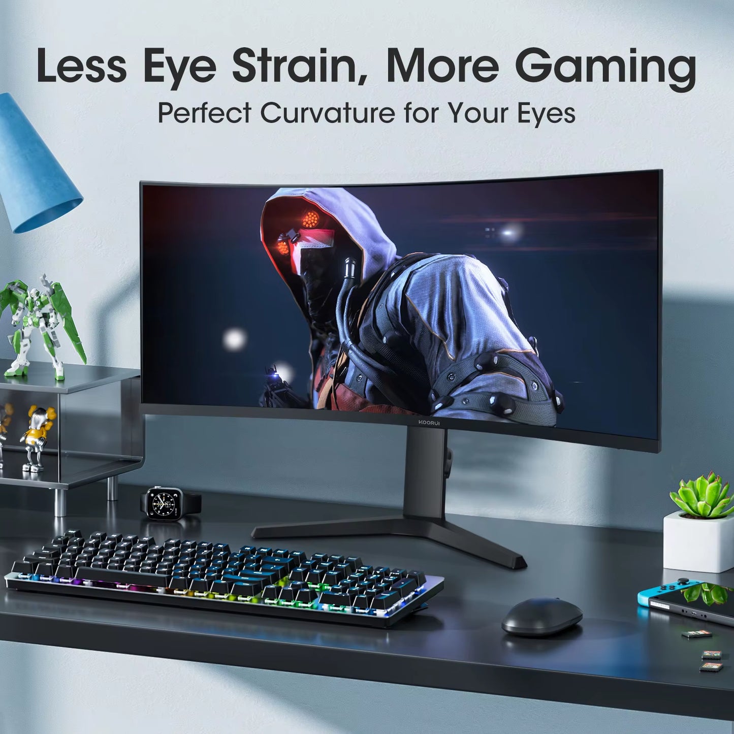 KOORUI 34-Inch Curved Ultrawide WQHD Gaming Monitor 180Hz 1000R 1Ms MPRT HDR400 DCI-P3 95% Freesync Premium 1 DP 1.4 2 for HDMI