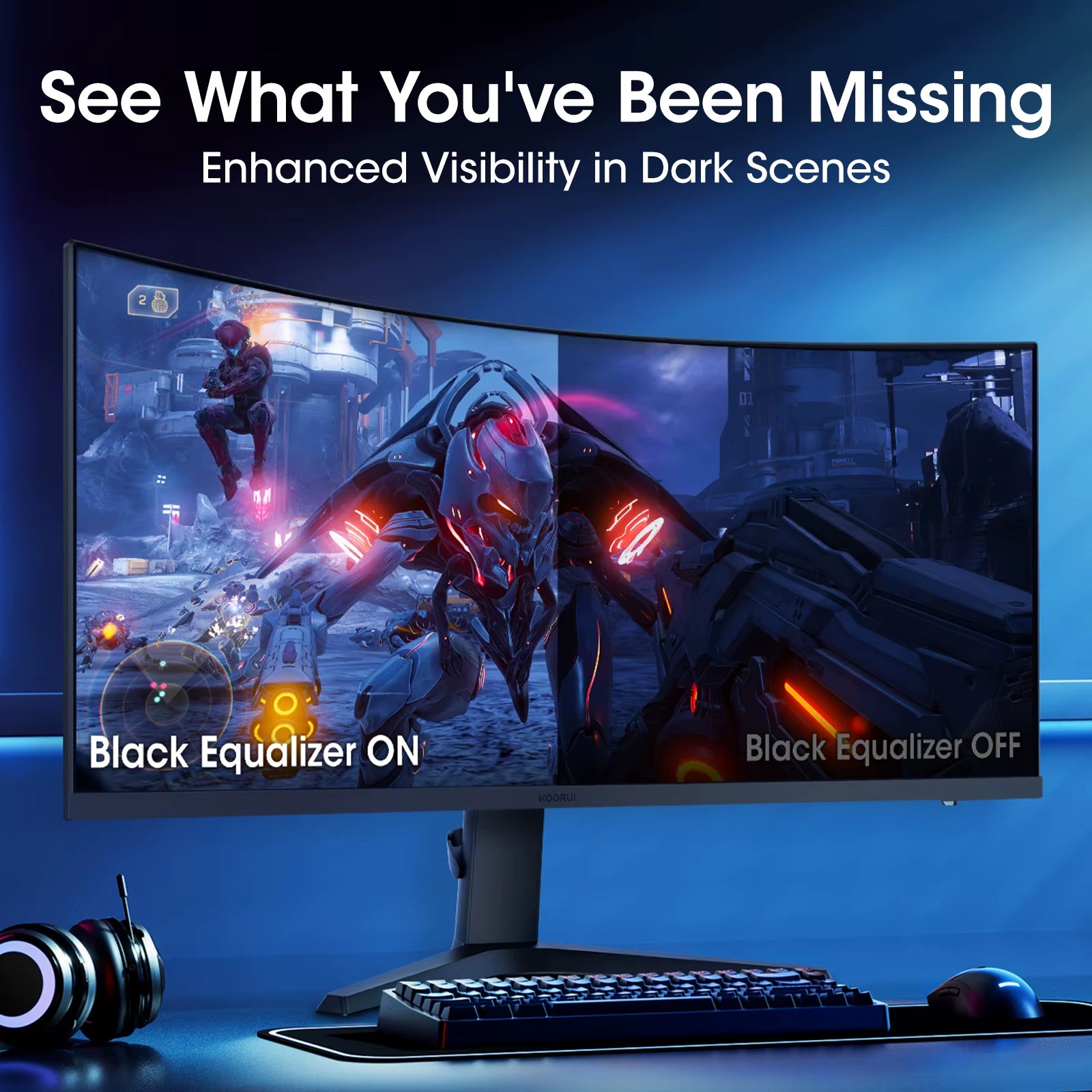 KOORUI 34-Inch Curved Ultrawide WQHD Gaming Monitor 180Hz 1000R 1Ms MPRT HDR400 DCI-P3 95% Freesync Premium 1 DP 1.4 2 for HDMI