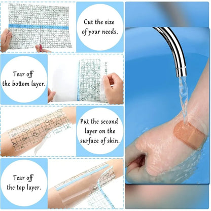 Waterproof Stretch Adhesive Bandage Protective Clear Transparent Dressing Film Disposable Cover Bandage Tape for Tattoos Shower