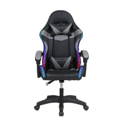 Factory Wholesale Modern Design RGB LED Light Bar Reclining Gaming Chair PU Leather Material Free Sample for Office & Gamers