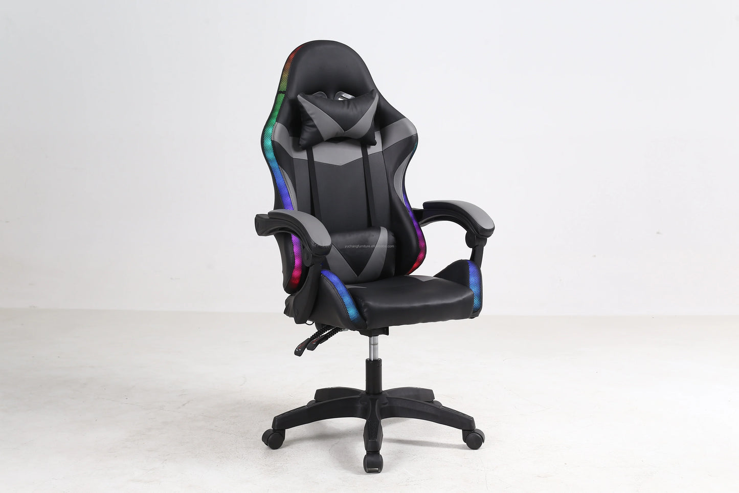Factory Wholesale Modern Design RGB LED Light Bar Reclining Gaming Chair PU Leather Material Free Sample for Office & Gamers