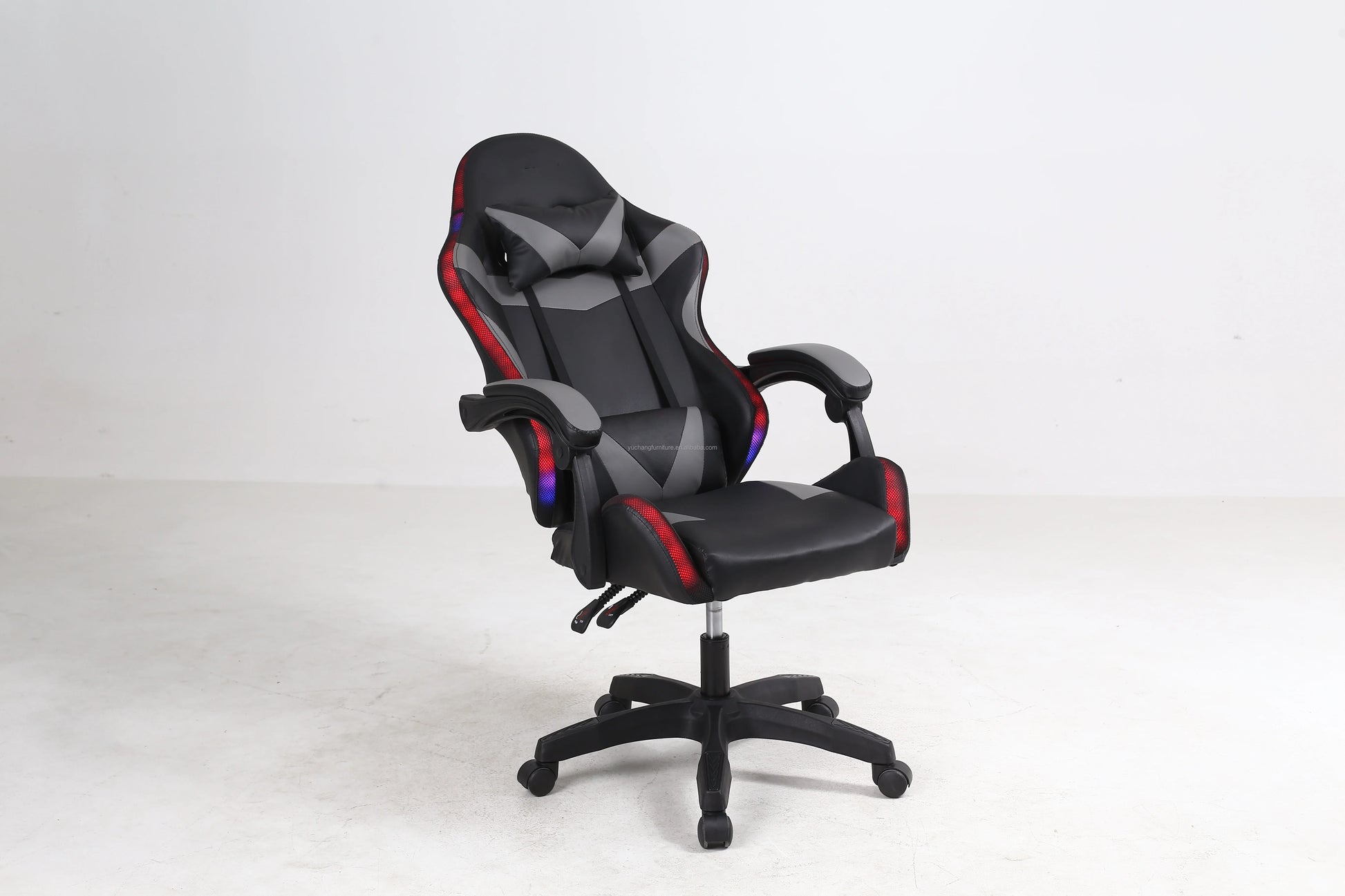 Factory Wholesale Modern Design RGB LED Light Bar Reclining Gaming Chair PU Leather Material Free Sample for Office & Gamers